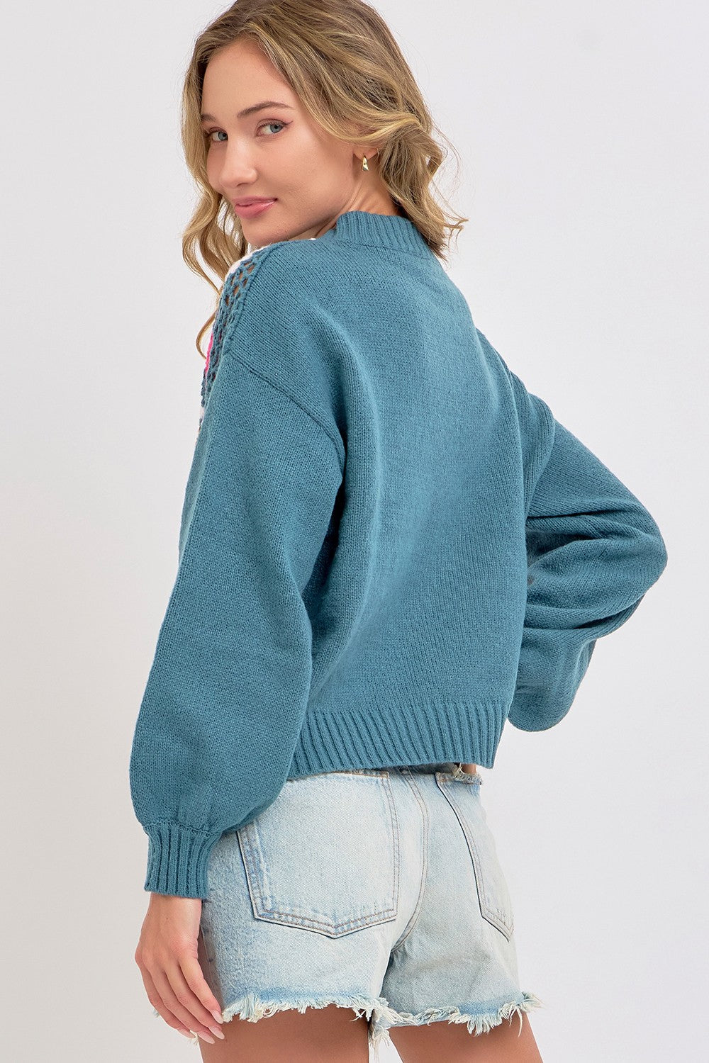 PATCHWORK SWEATER - TEAL