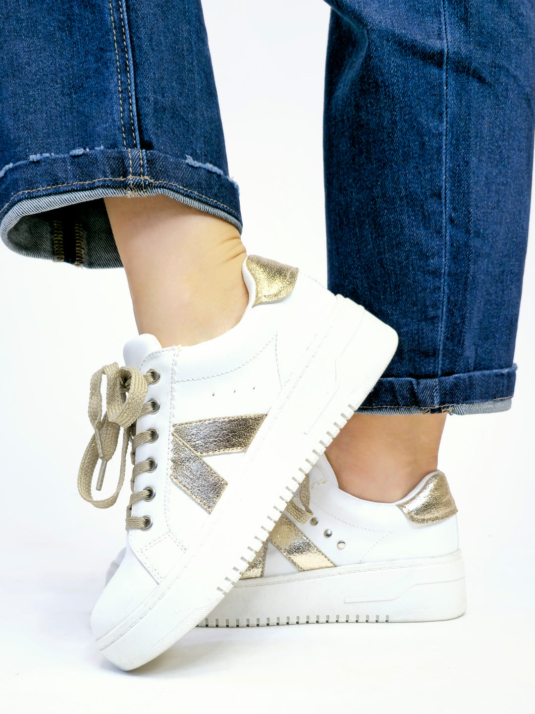 CORKY'S TAILGATE SNEAKERS - GOLD CRINKLE METALLIC