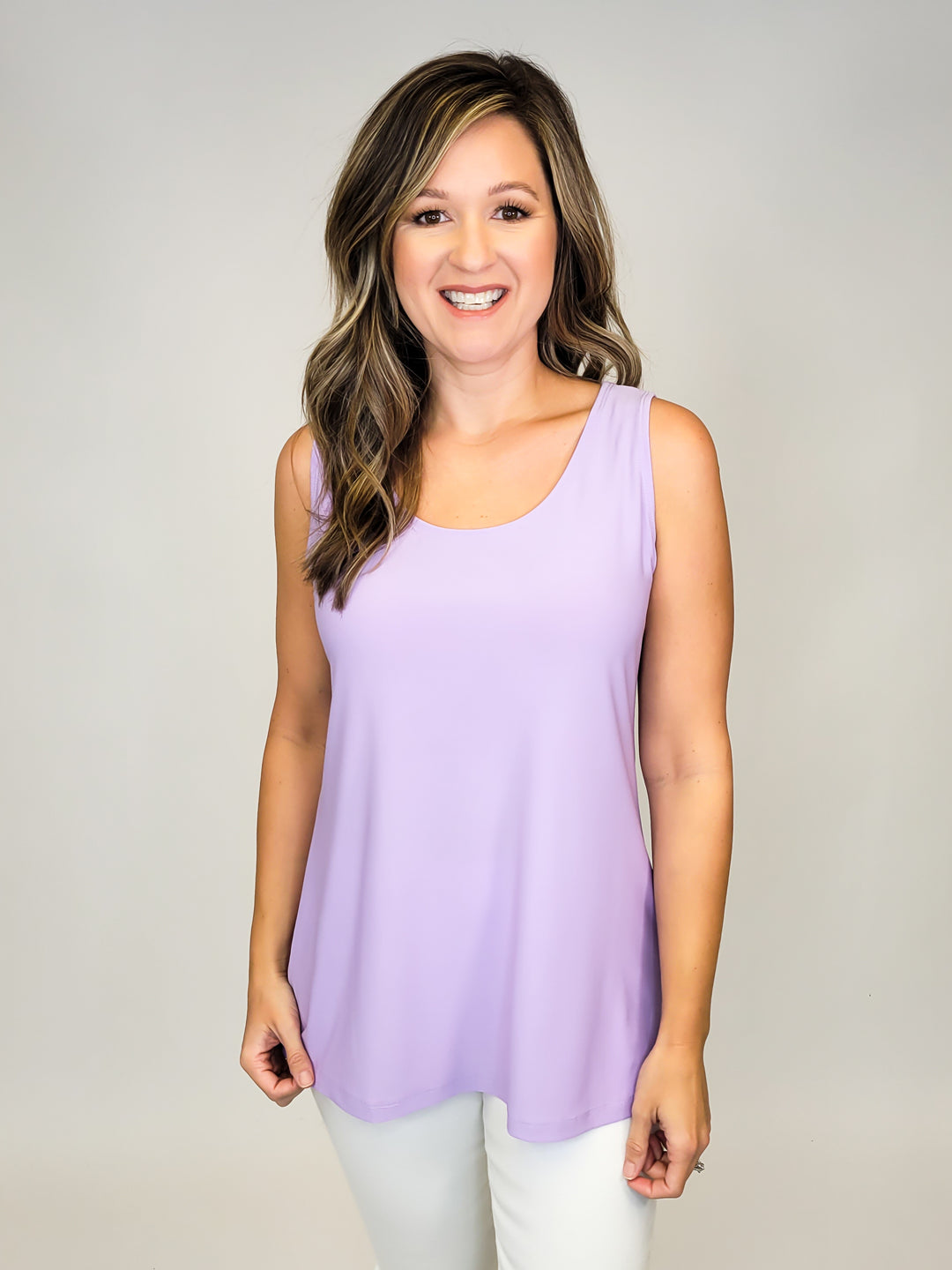 SOLID ROUND NECK TANK - LILAC