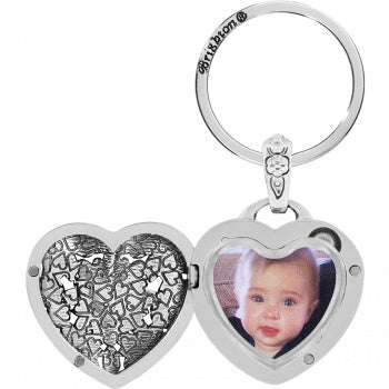 FLORAL HEART KEY FOB - SILVER