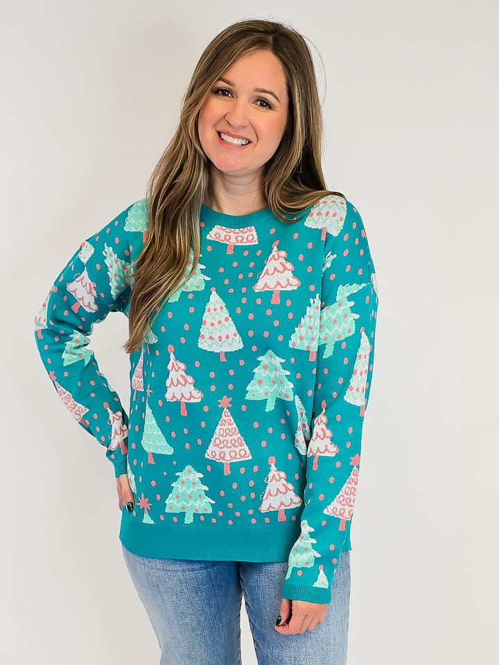 DEAR SCARLETT CHRISTMAS SWEATER - EVERGREEN TREES