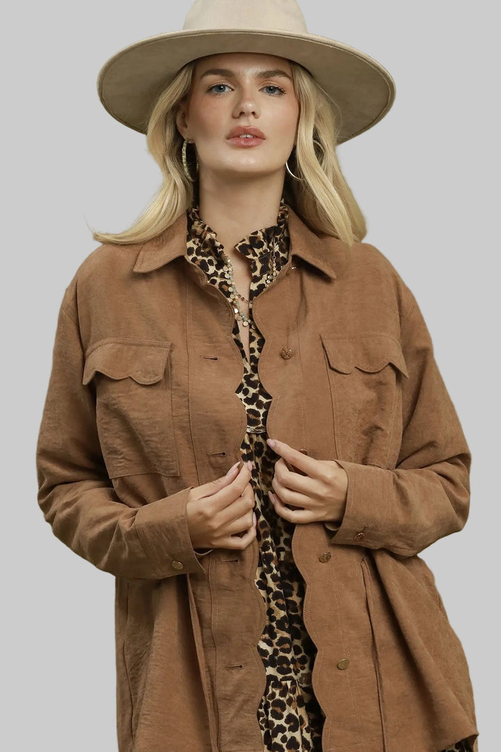 UTILITY SCALLOP TRIM JACKET - CAMEL