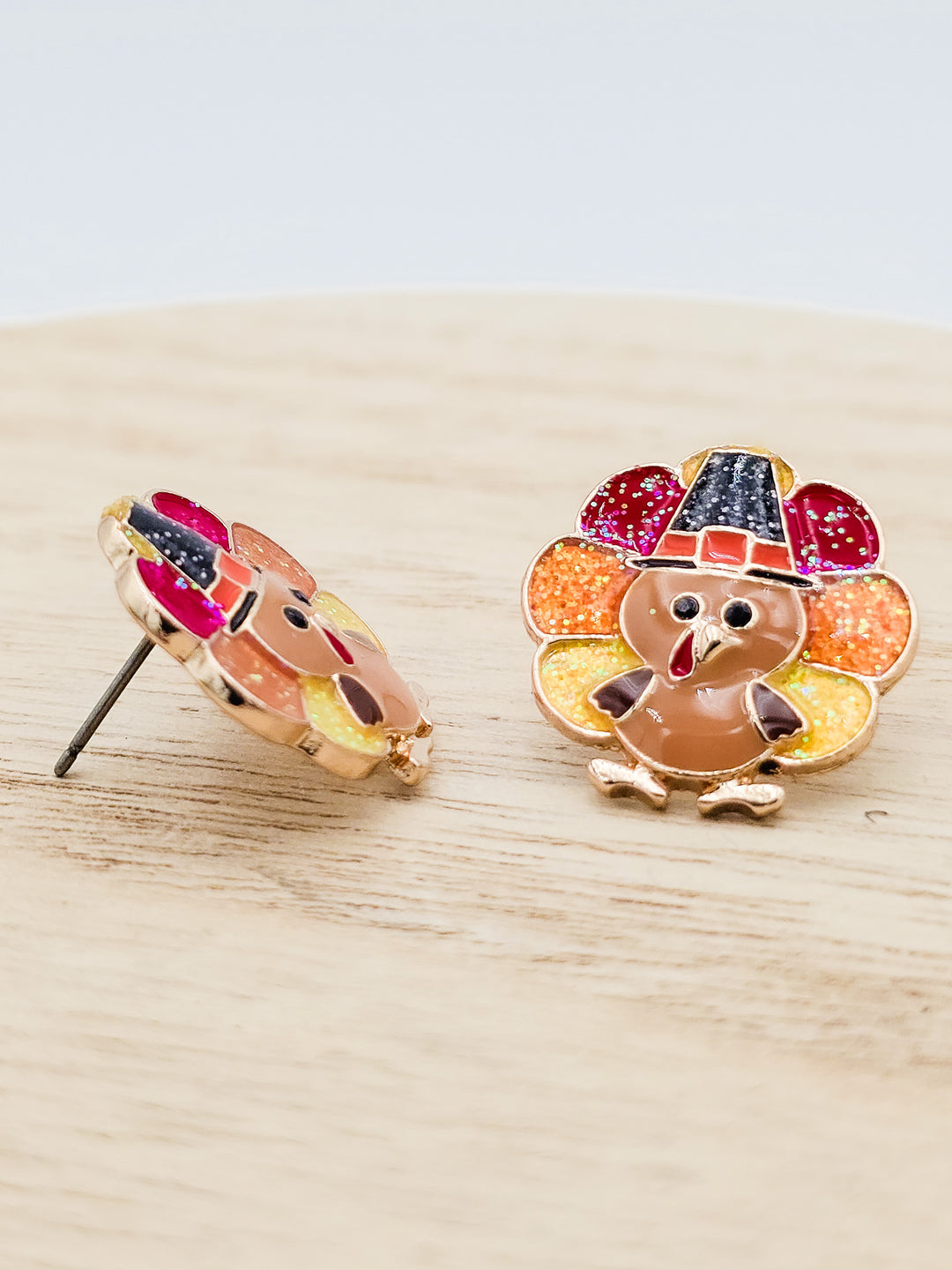 1" TURKEY ENAMEL STUD EARRINGS - GOLD