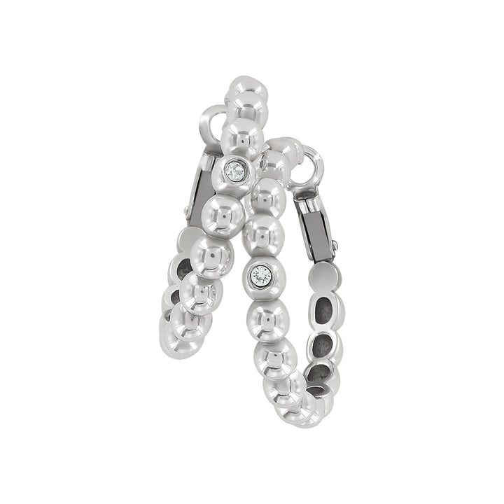 TWINKLE GRANULATION MEDIUM HOOP EARRINGS - SILVER