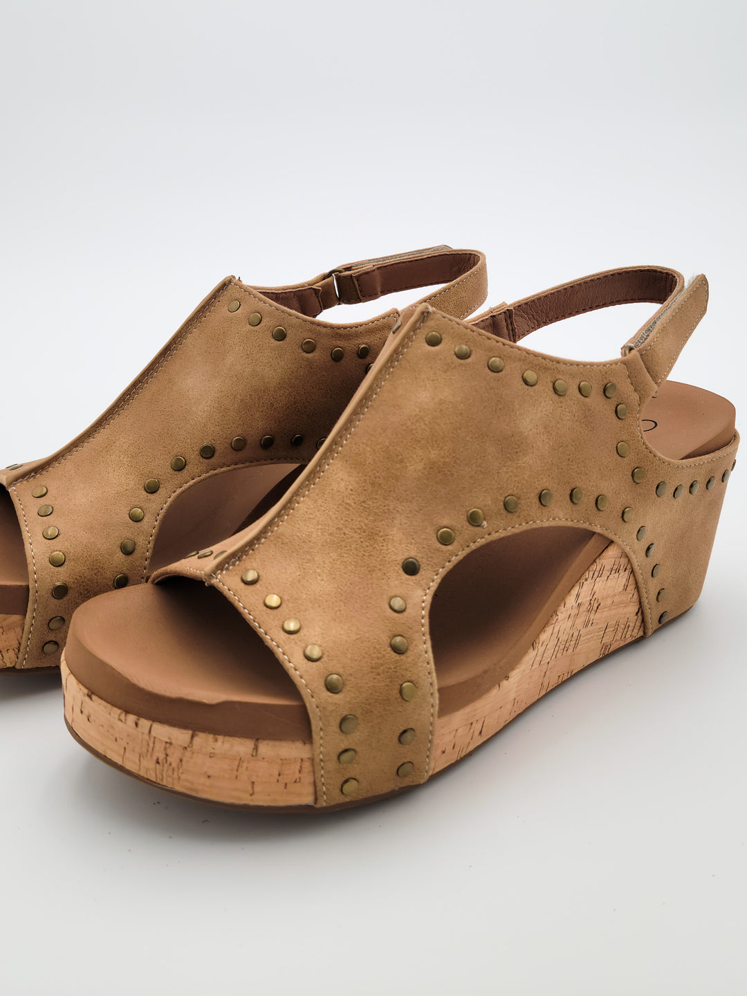 CORKY'S CARLEY STUDDED WEDGE SANDAL - TAUPE