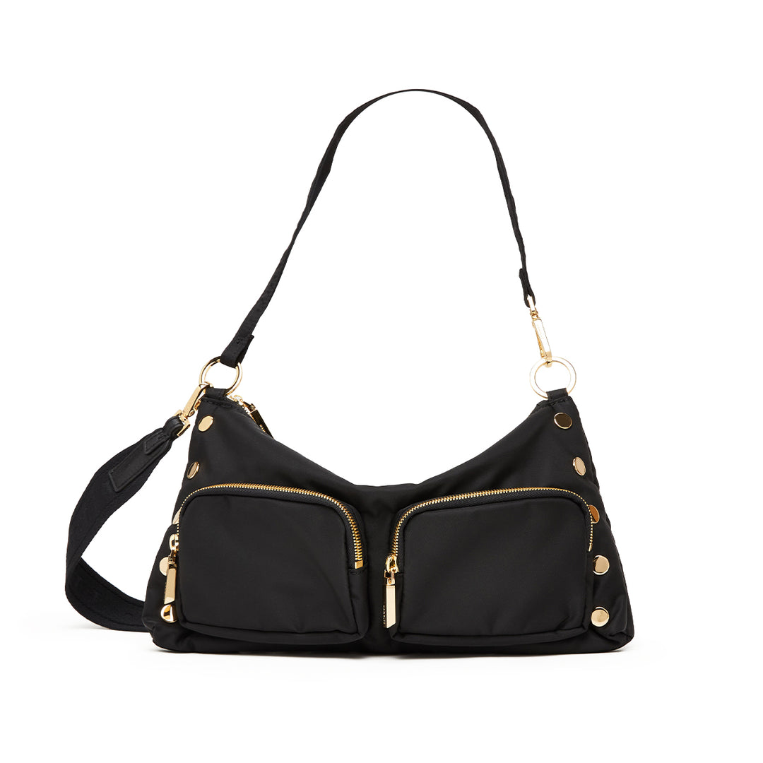 HAMMITT MEDIUM KYLE HANDBAG - BLACK NYLON CARGO/GOLD