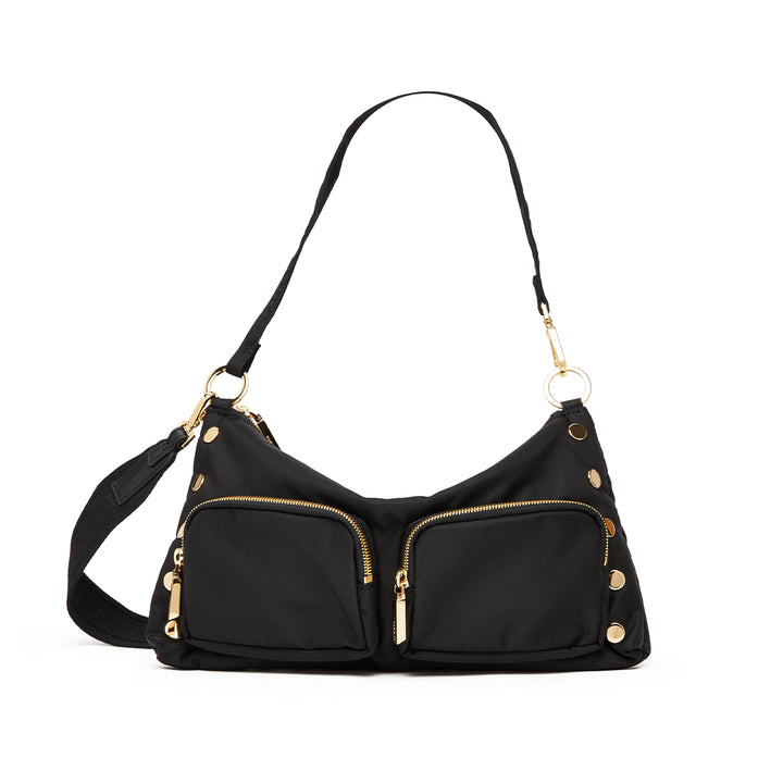 HAMMITT MEDIUM KYLE HANDBAG - BLACK NYLON CARGO/GOLD