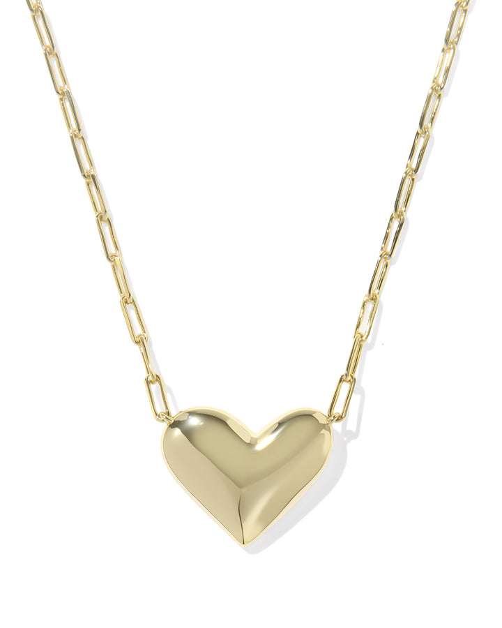 KENDRA SCOTT ARI HEART STATEMENT SHORT PENDANT NECKLACE - GOLD IVORY MOP
