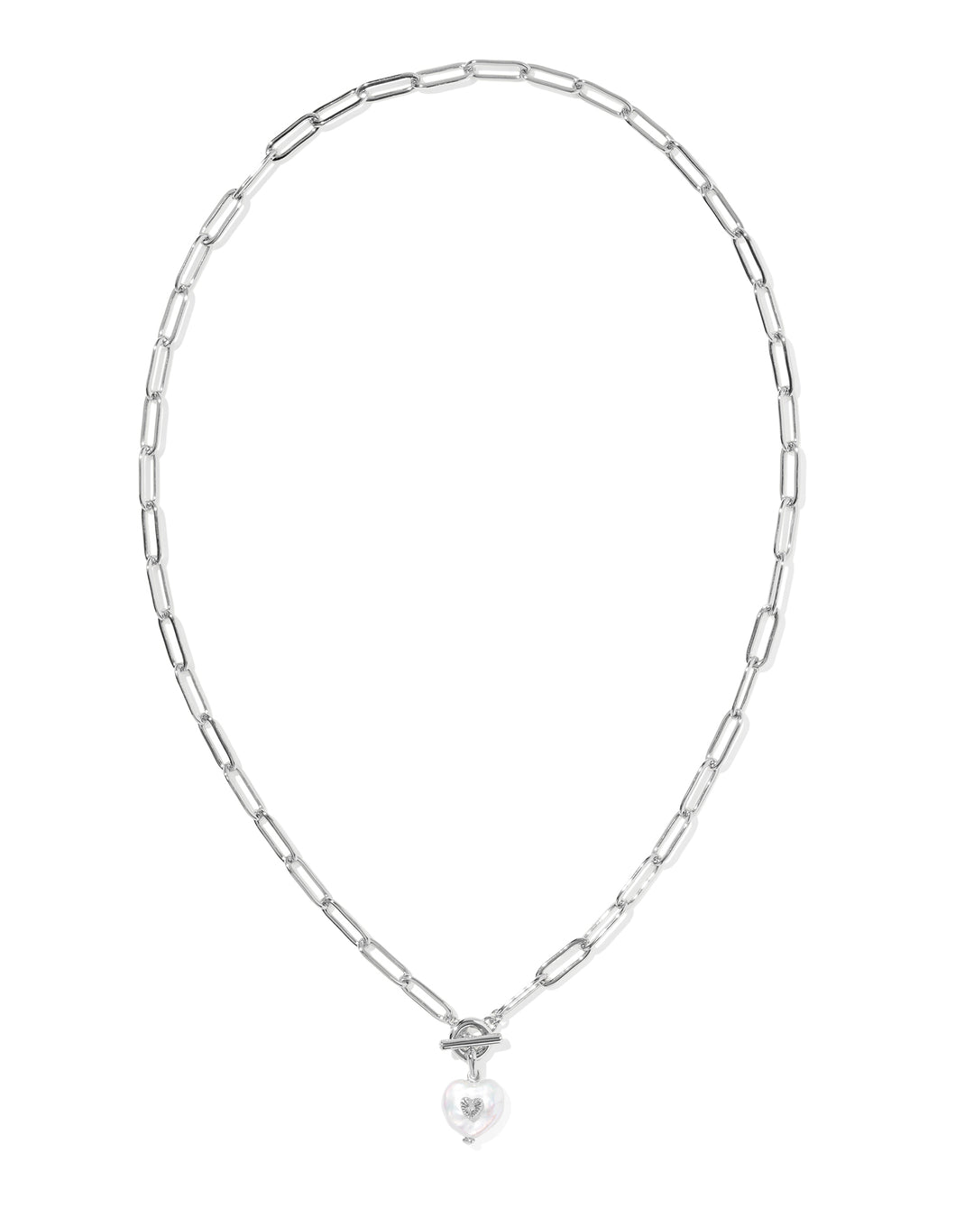 KENDRA SCOTT SASHA HEART SHORT PENDANT NECKLACE - SILVER PEARL