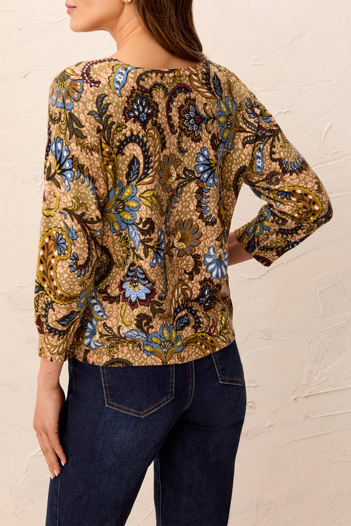 THREE QUARTER SLEEVE SOFT YARN CREWNECK SWEATER - ALOE