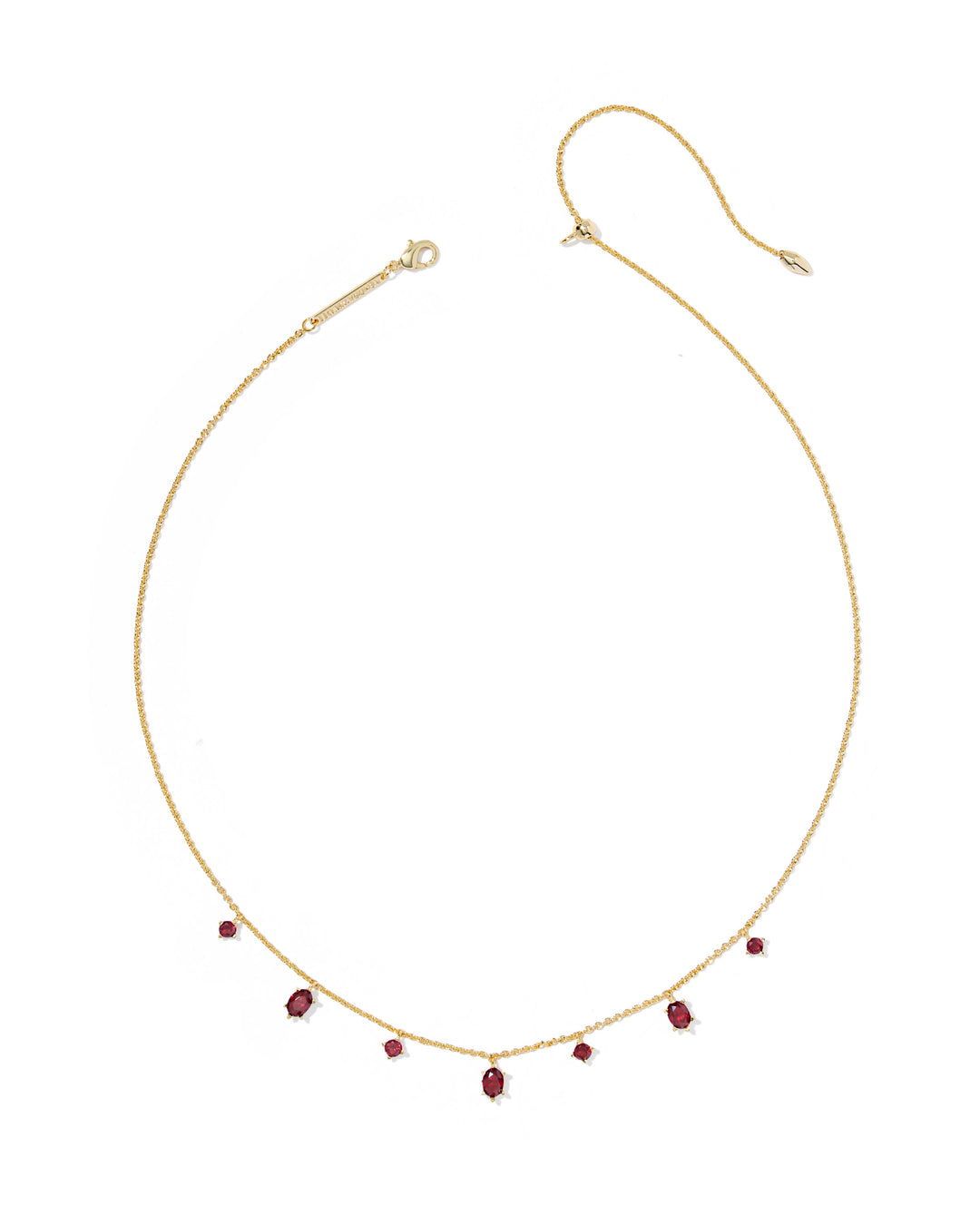 KENDRA SCOTT CAILIN DELICATE STRAND NECKLACE - GOLD BURGUNDY CRYSTAL