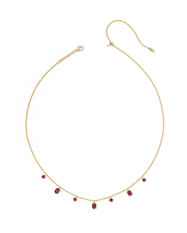 KENDRA SCOTT CAILIN DELICATE STRAND NECKLACE - GOLD BURGUNDY CRYSTAL