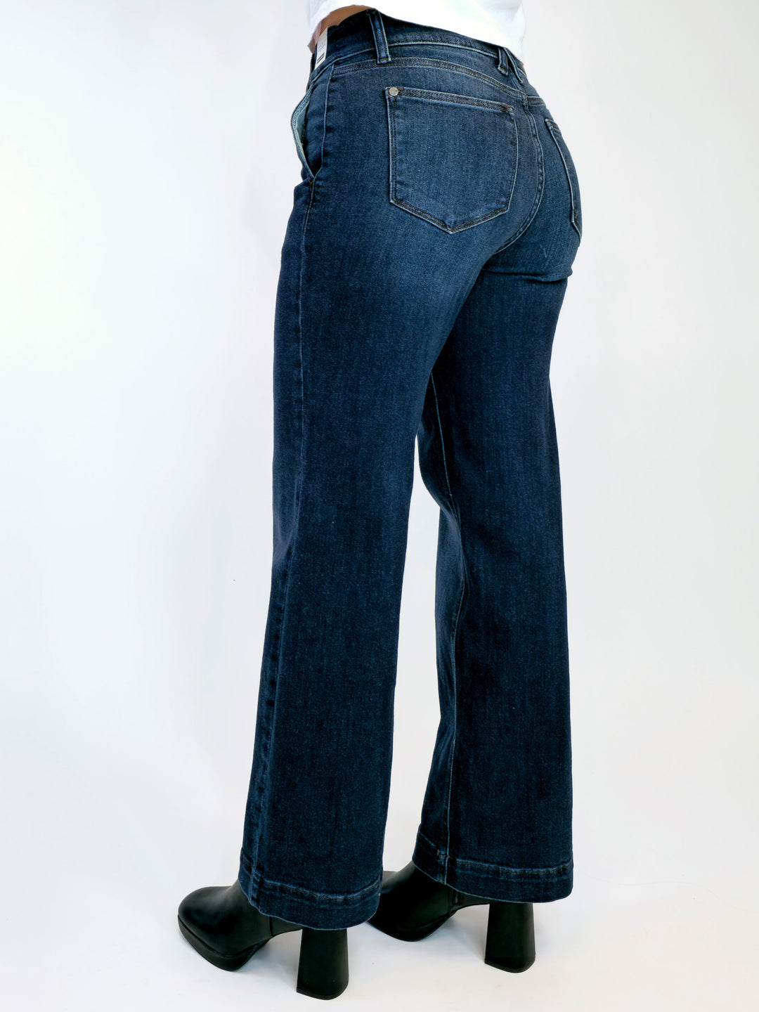 JUDY BLUE HIGH WAIST WIDE LEG JEANS - DARK - INSEAM 32"