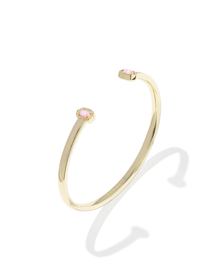 KENDRA SCOTT MINI ELTON CUFF BRACELET - GOLD LIGHT PINK OPAL S/M