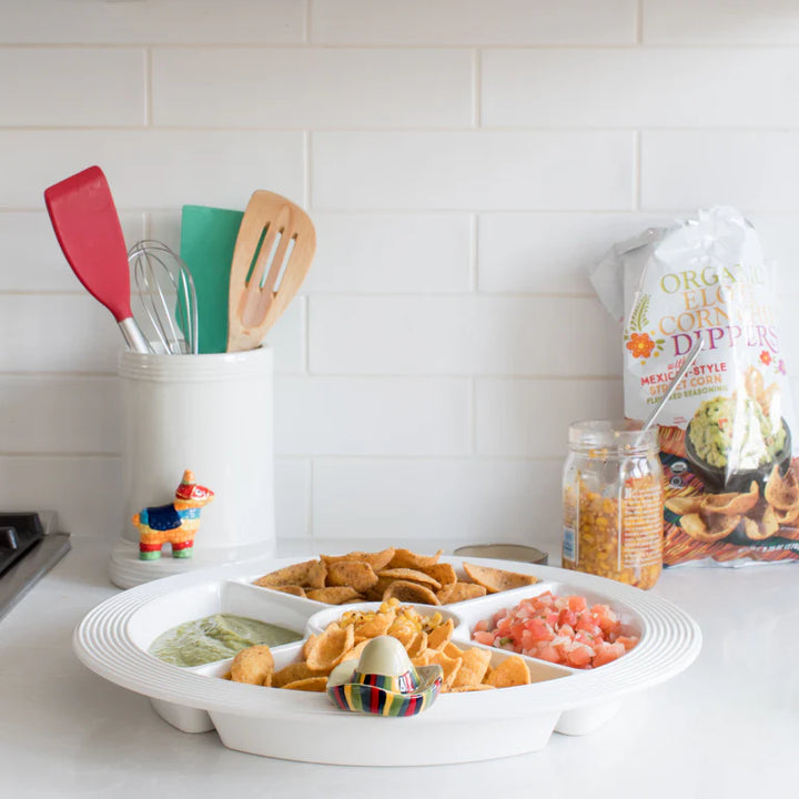 melamine divided dish- pinstripes