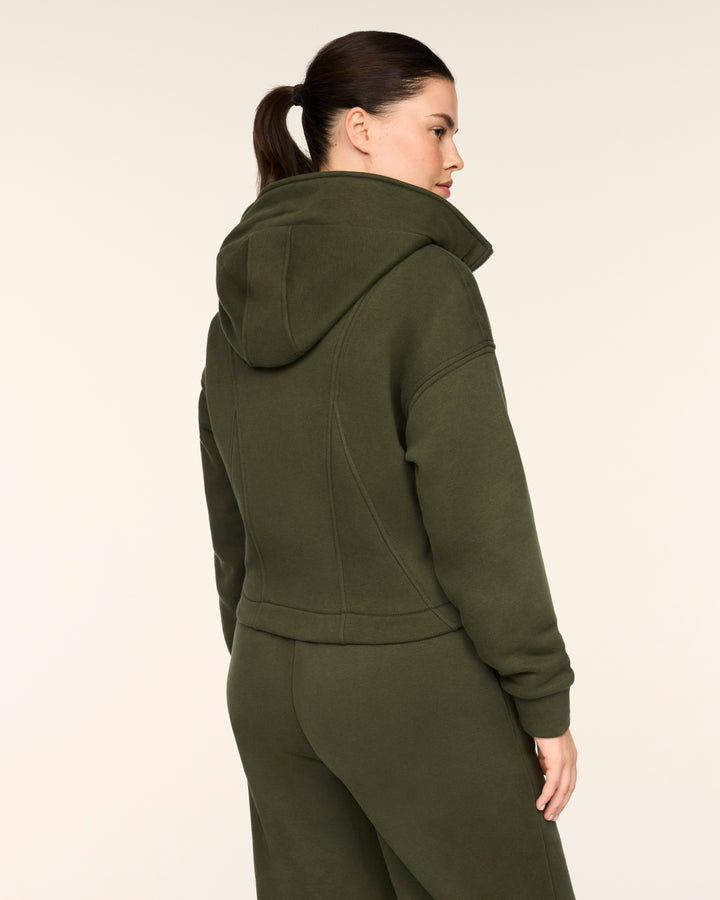 SPANX BOOSTUP COTTON FLEECE FULL ZIP HOODIE - MONSTERA