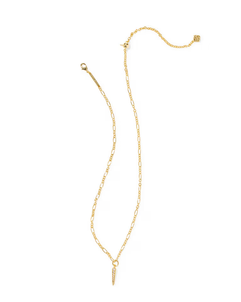 KENDRA SCOTT FATE SHORT PENDANT NECKLACE - GOLD WHITE CZ