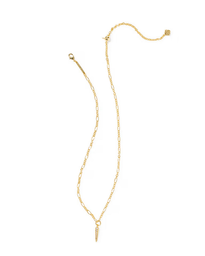 KENDRA SCOTT FATE SHORT PENDANT NECKLACE - GOLD WHITE CZ