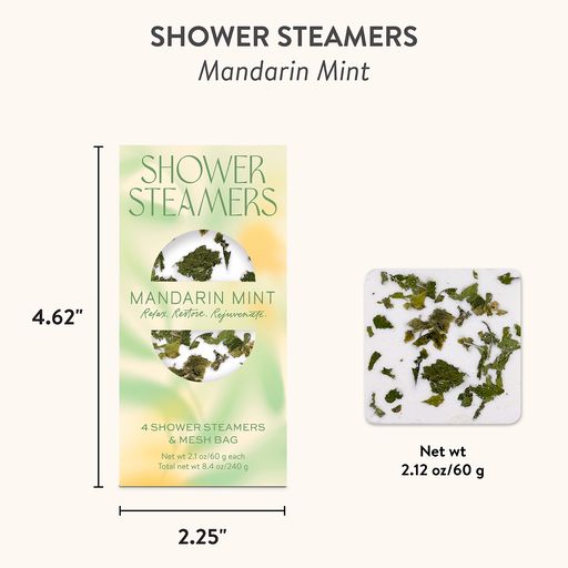 SHOWER STEAMERS (4) W/MESH BAG - MANDARIN MINT