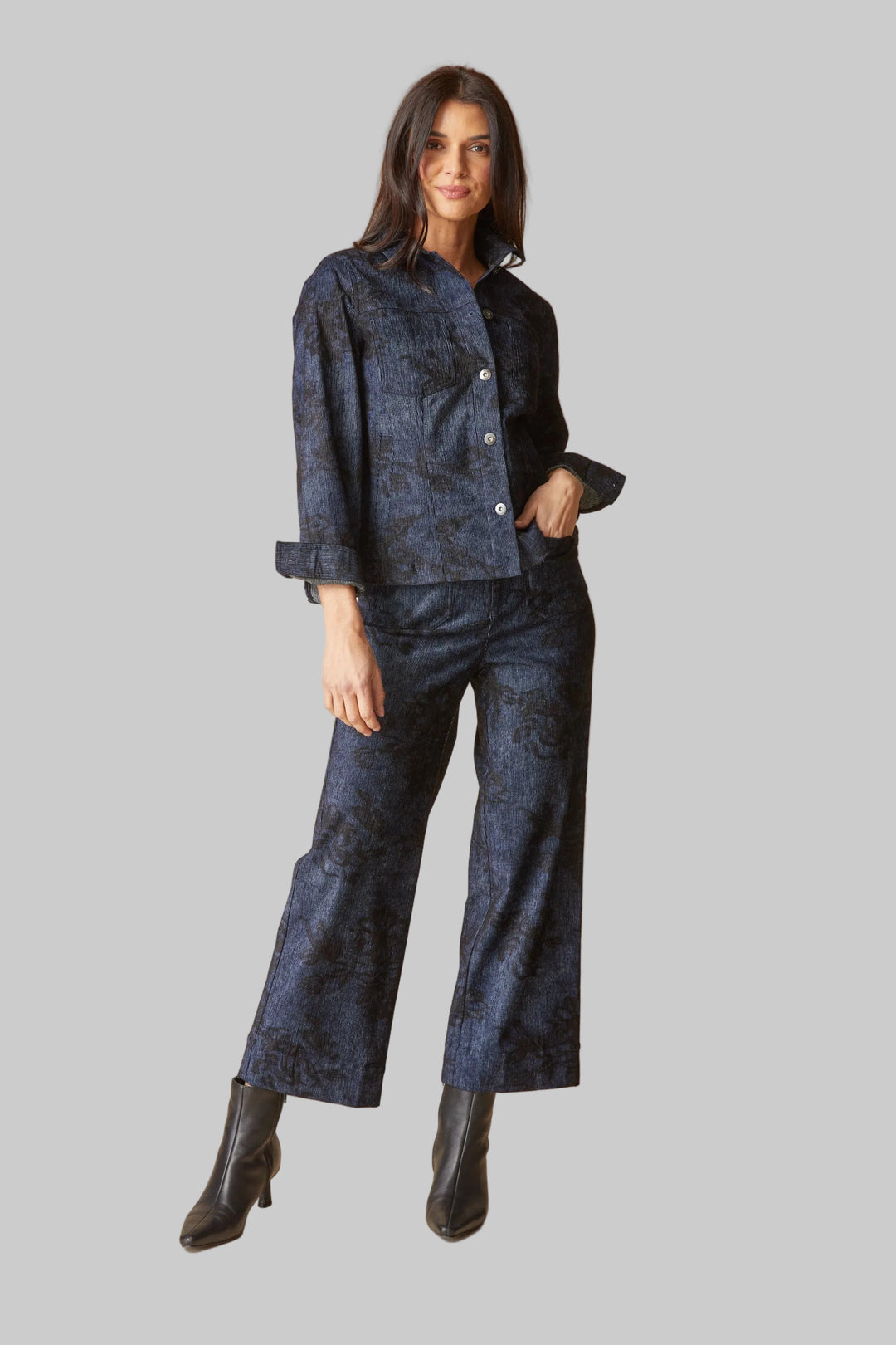 LUXE CORD BOYFRIEND JACKET - NAVY