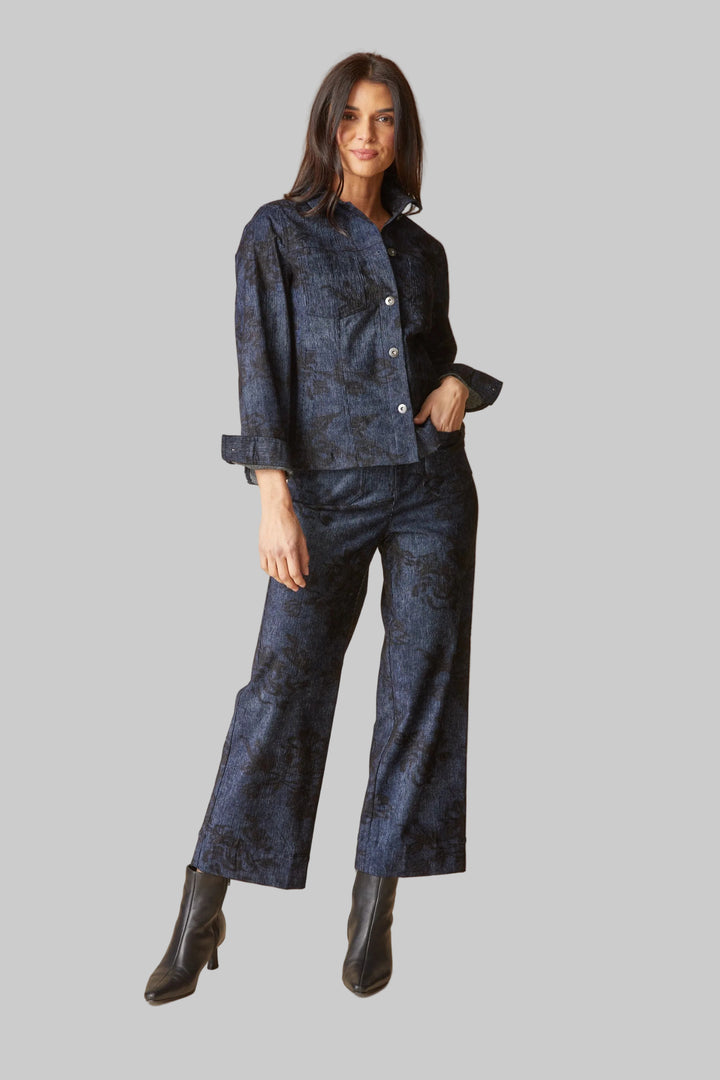 LUXE CORD BOYFRIEND JACKET - NAVY