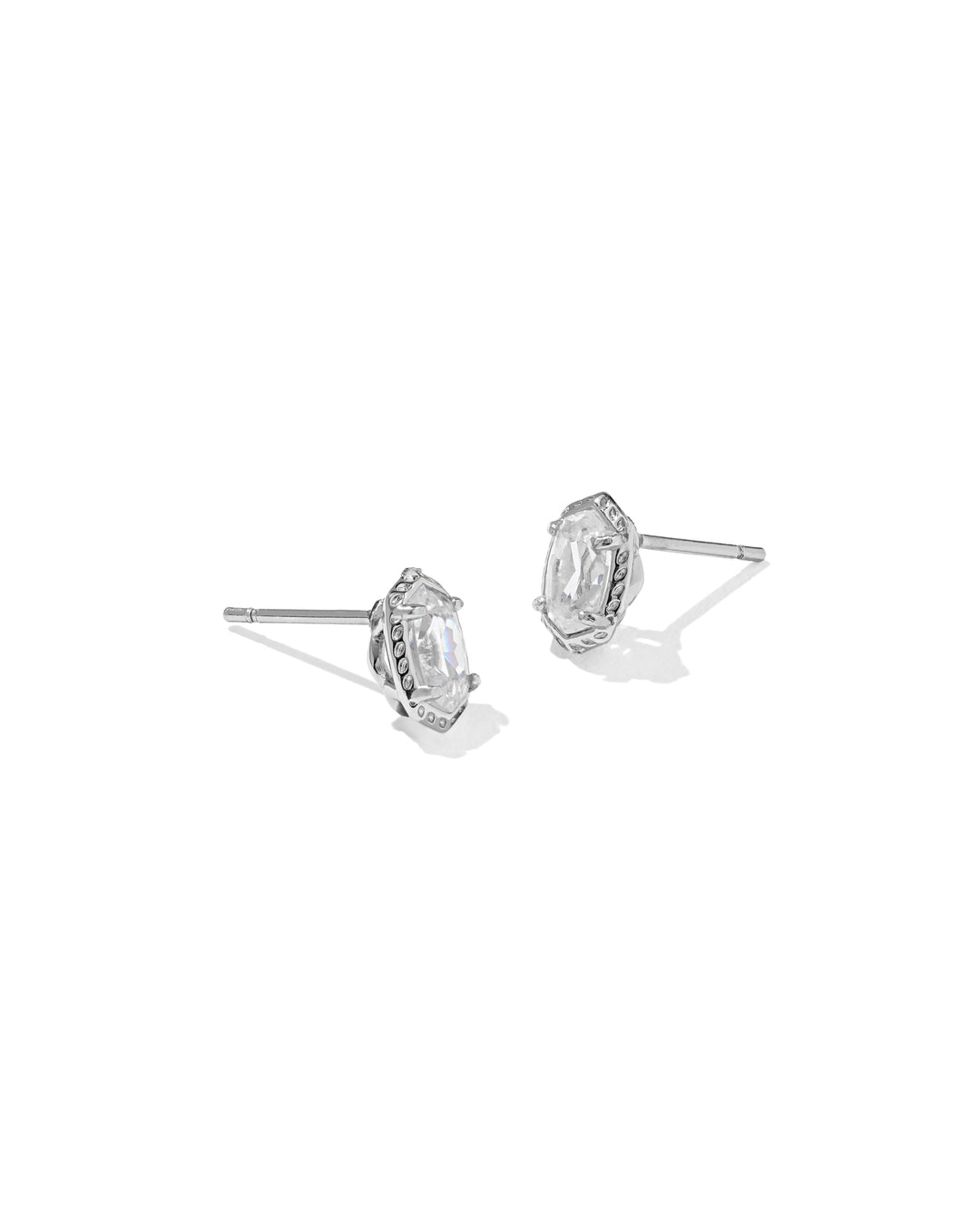 KENDRA SCOTT MINI ELLIE LUXE STUD EARRINGS - SILVER WHITE CZ