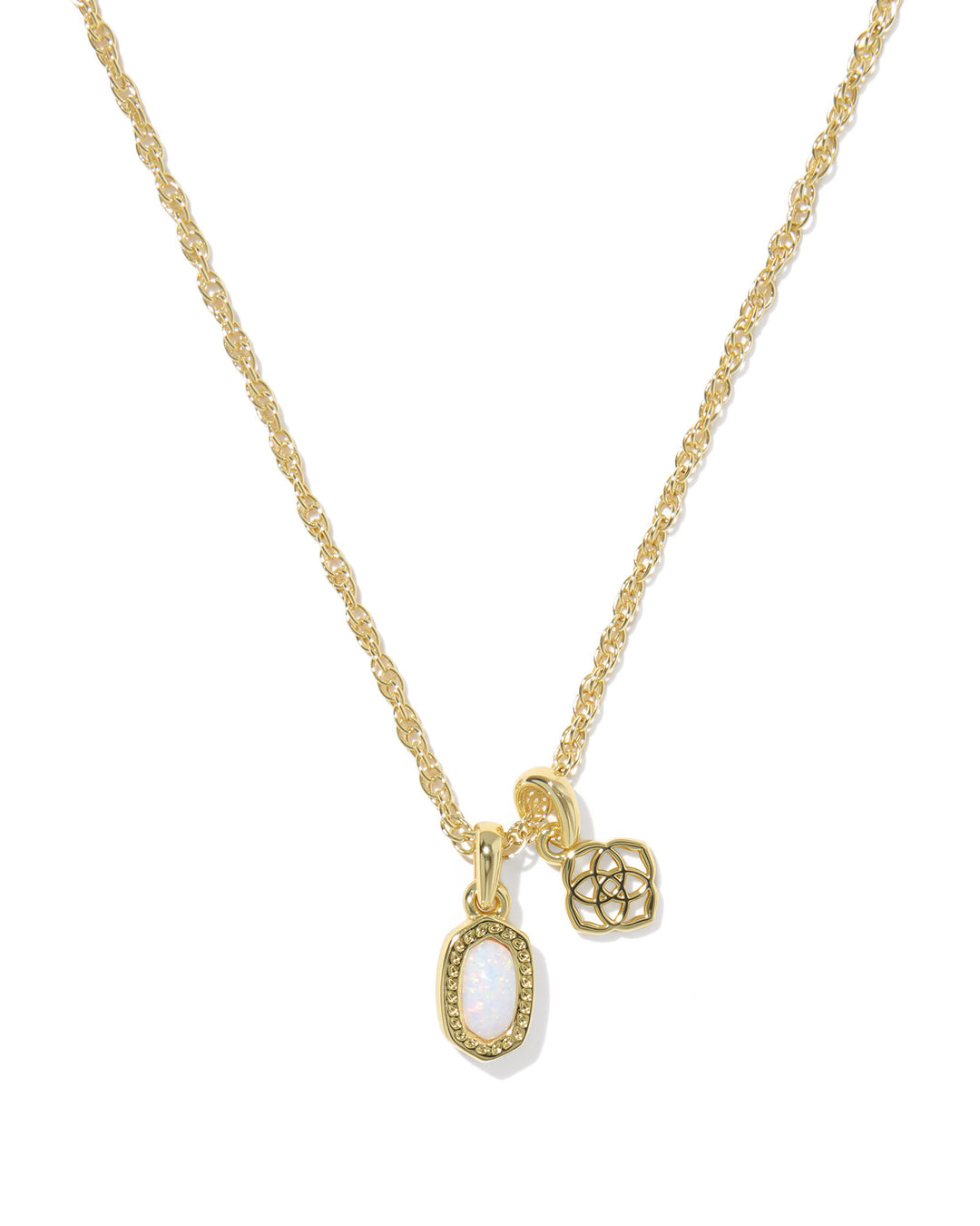 KENDRA SCOTT MINI ELISA DIRA NECKLACE - GOLD BRIGHT WHITE OPAL
