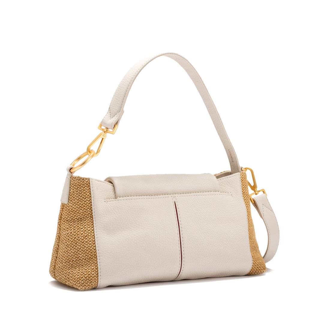 HAMMITT VIP SATCHEL - CALLA LILY WHITE RAFFIA/BRUSHED GOLD