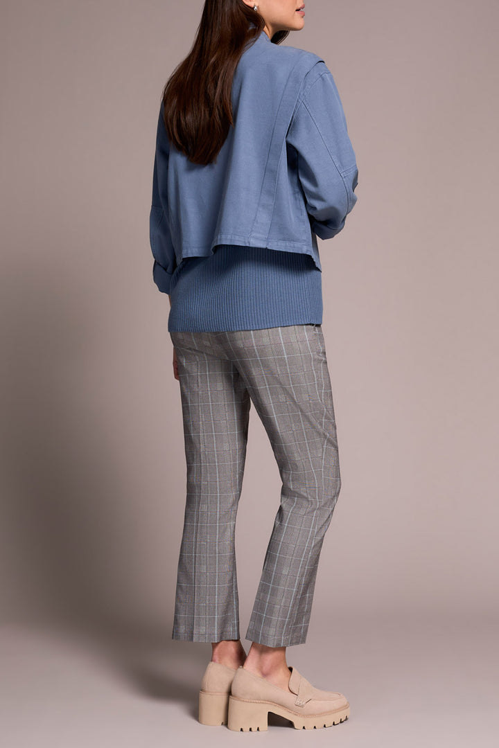 LONG SLEEVE FRONT JACKET W/DOUBLE POCKETS - SLATE BLUE