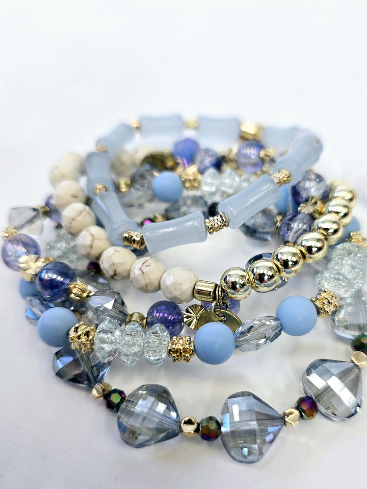 MIX STRETCH BRACELETS S/5 - BLUE JEANS