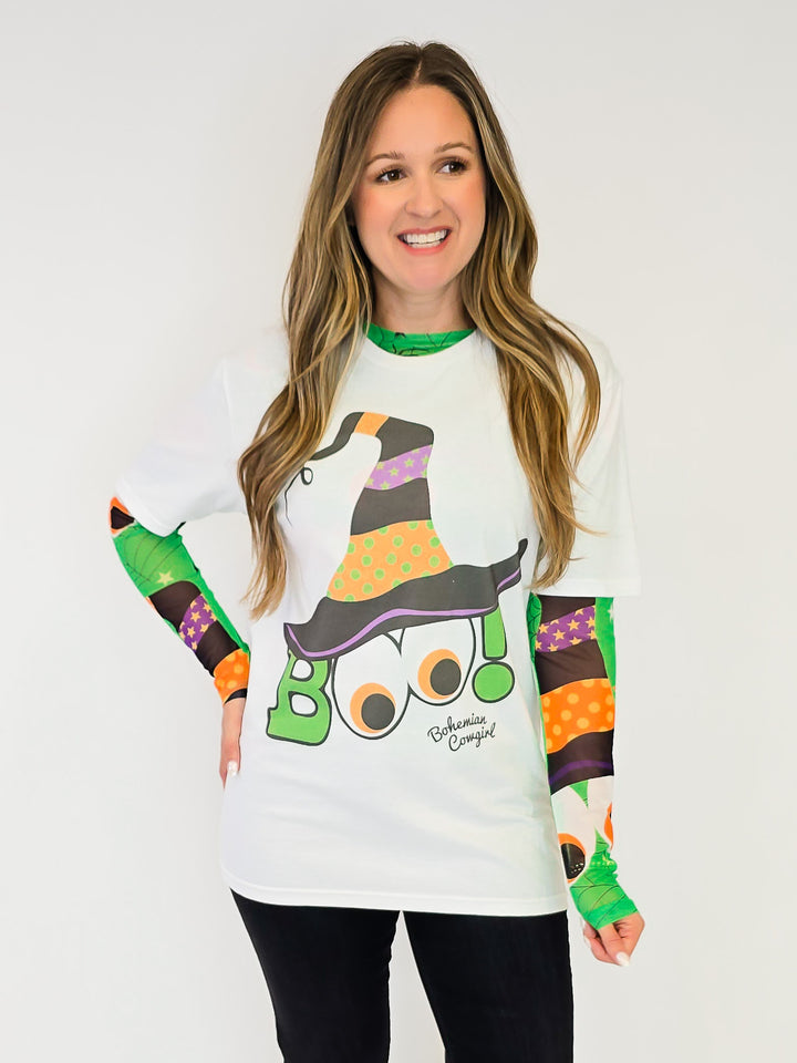 SHORT SLEEVE WITCH BOO TEE - WHITE