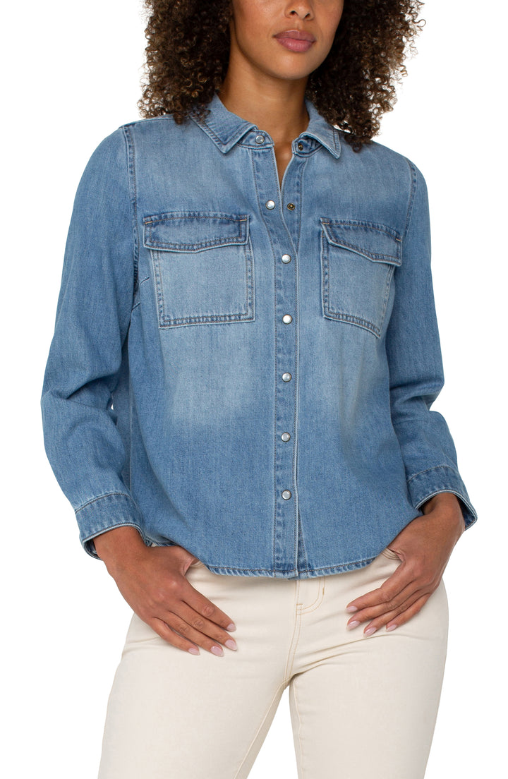 SNAP BUTTON FRONT SHIRT W/POCKETS - LAGUNA NIGEL