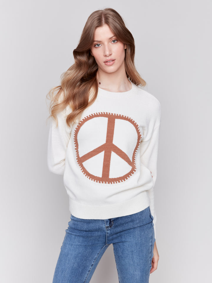 PEACE SIGN SWEATER - ECRU