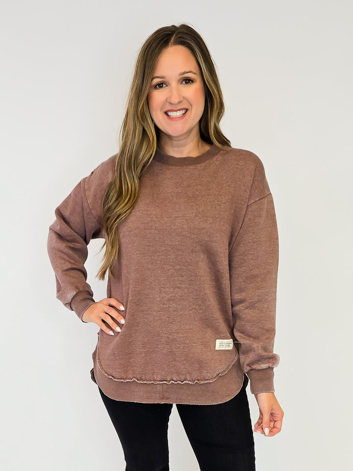 SOUTHERN COUTURE COMFY ROUND HERE TOP - EXPRESSO
