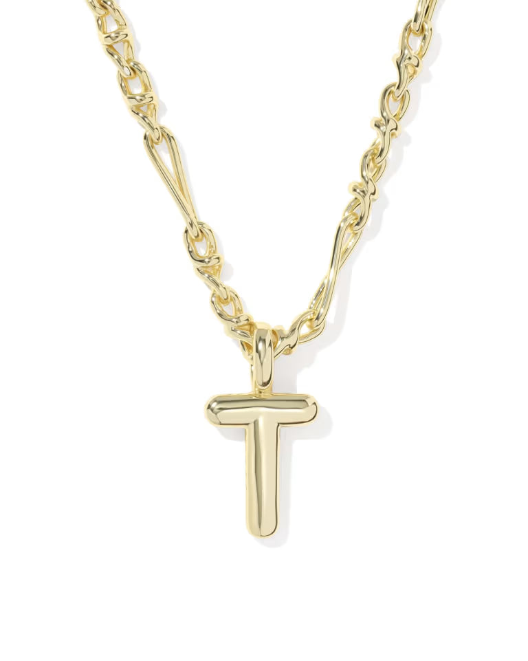 KENDRA SCOTT BUBBLE LETTER T SHORT PENDANT NECKLACE - GOLD