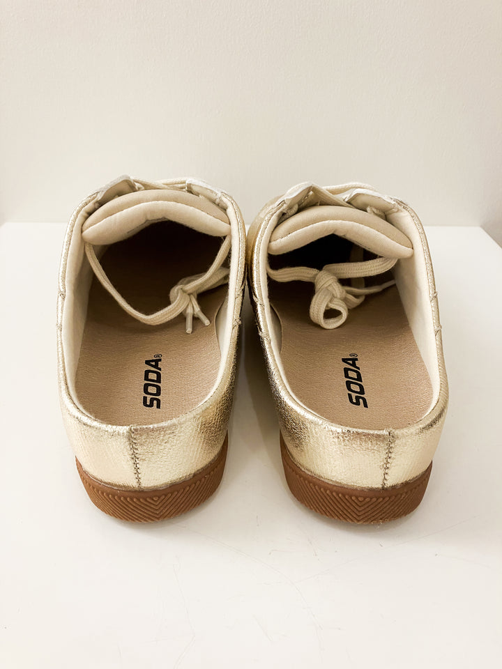 SODA MACKAY SLIP ON SNEAKER MULES - GOLD METALLIC