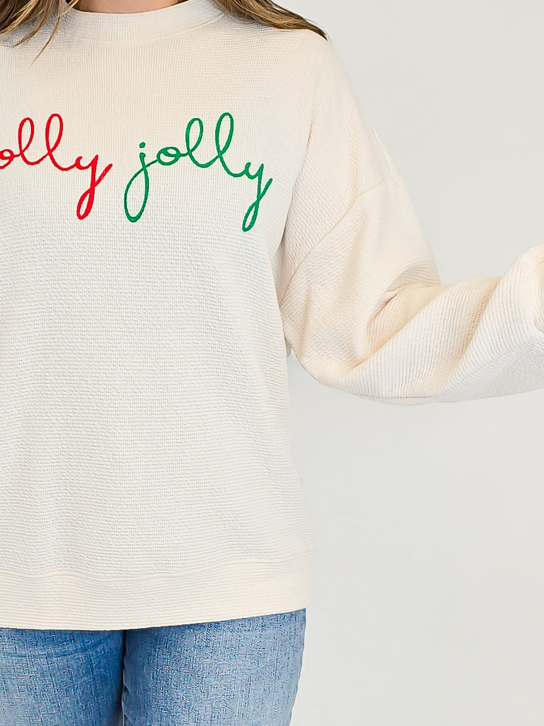 HOLLY JOLLY CLOUDY KNIT TOP - CREAM