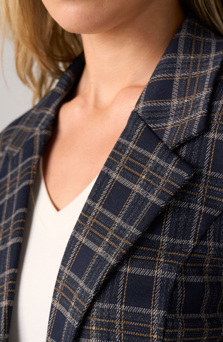 BOYFRIEND BLAZER - NAVY/TAN PLAID
