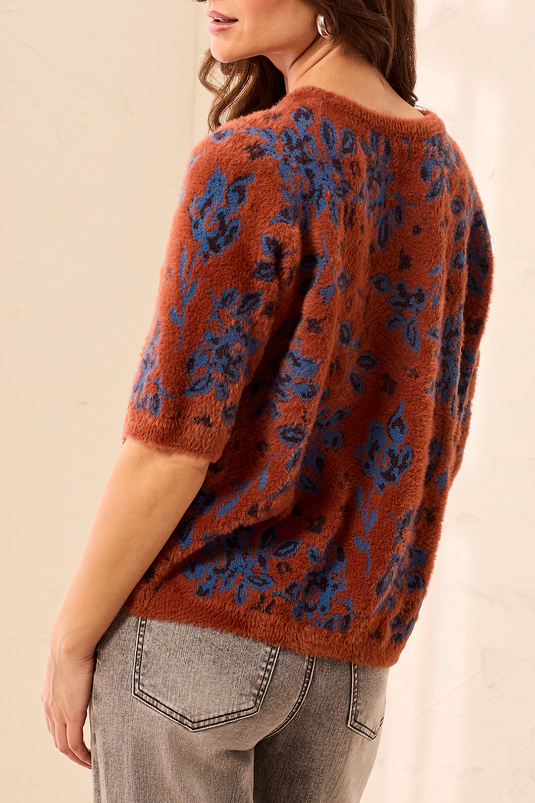 ELBOW SLEEVE CREW NECK SWEATER - MAPLE
