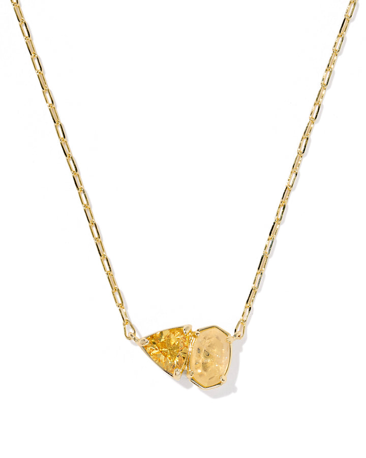 KENDRA SCOTT TATUM SHORT PENDANT NECKLACE - GOLD GOLDEN YELLOW MIX