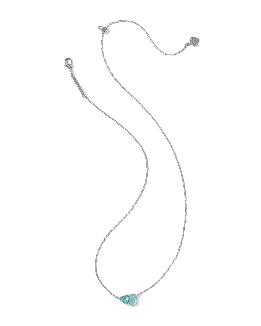 KENDRA SCOTT TATUM SHORT PENDANT NECKLACE - SILVER BLUE MIX