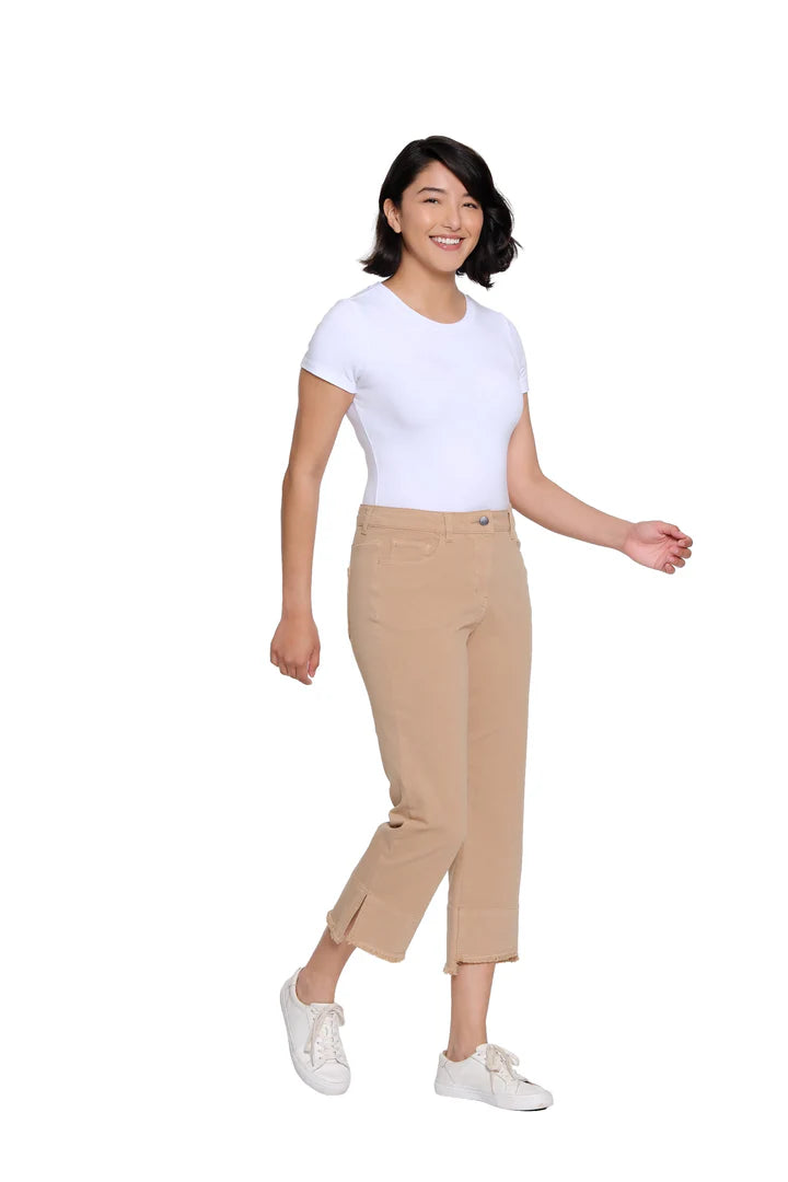 5 POCKET HI/LO HEM CROP PANTS - KHAKI