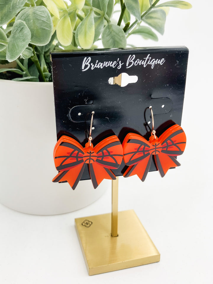 BASKETBALL BOW DROP EARRINGS