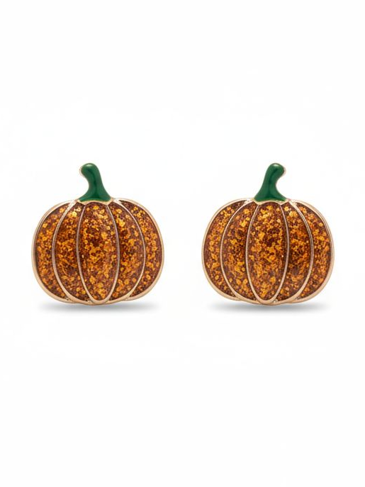 1/4" ENAMEL STUD EARRINGS, PUMPKIN