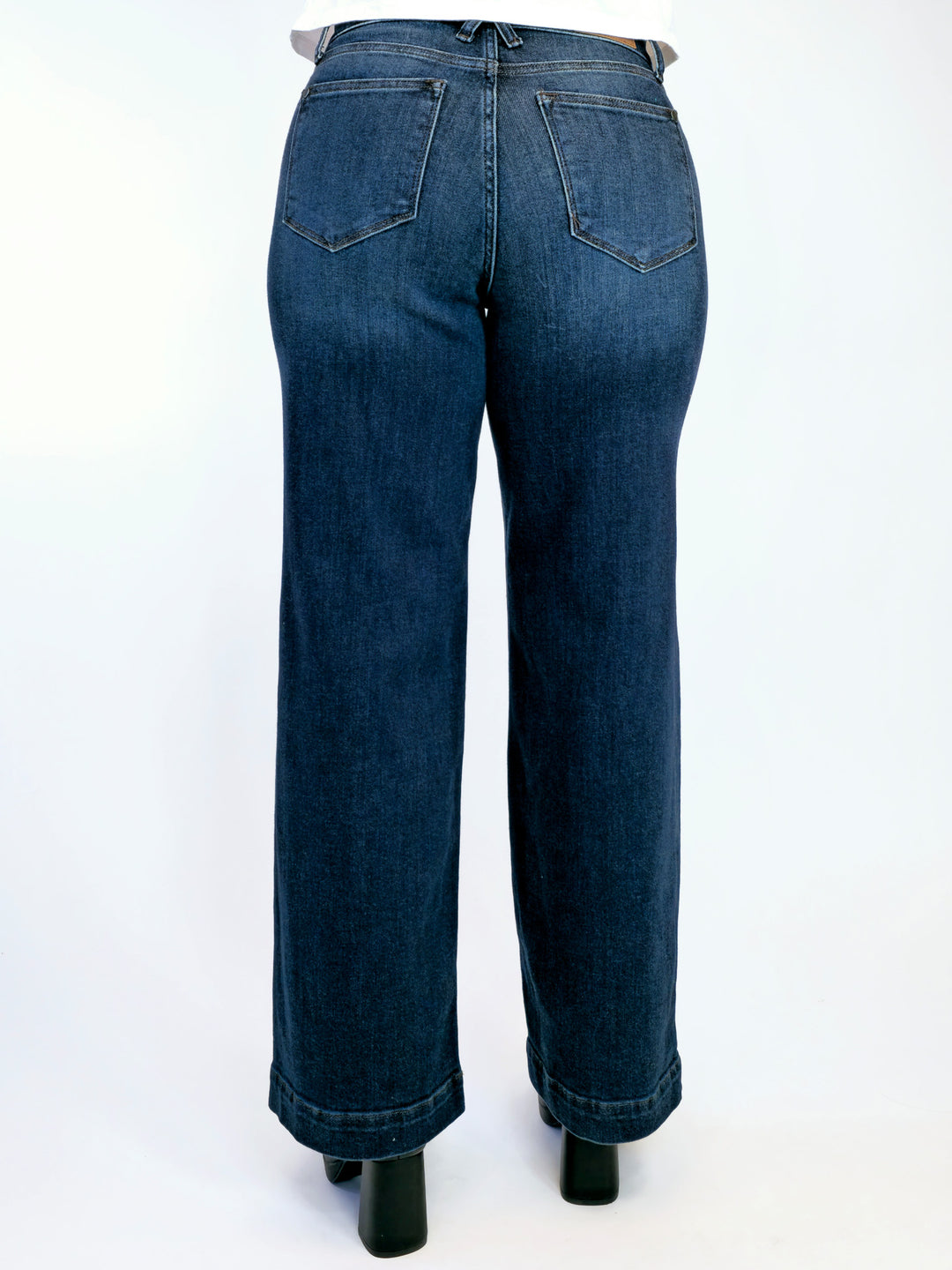 JUDY BLUE HIGH WAIST WIDE LEG JEANS - DARK - INSEAM 32"