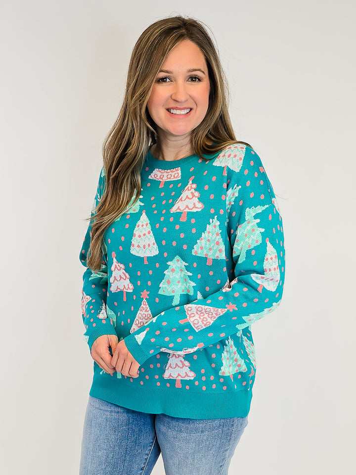DEAR SCARLETT CHRISTMAS SWEATER - EVERGREEN TREES