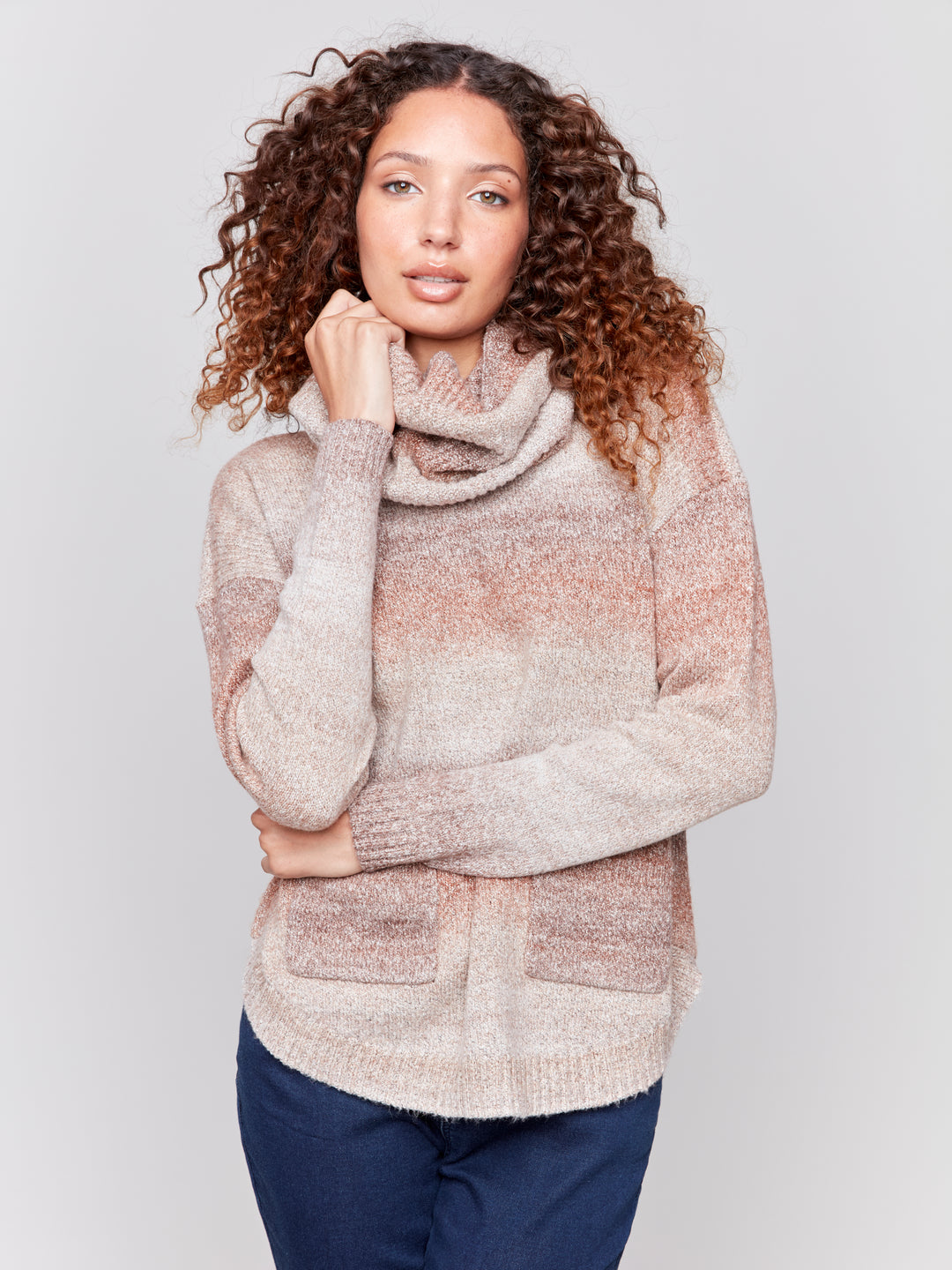 SWEATER WITH REMOVABLE SCARF - TIMBER