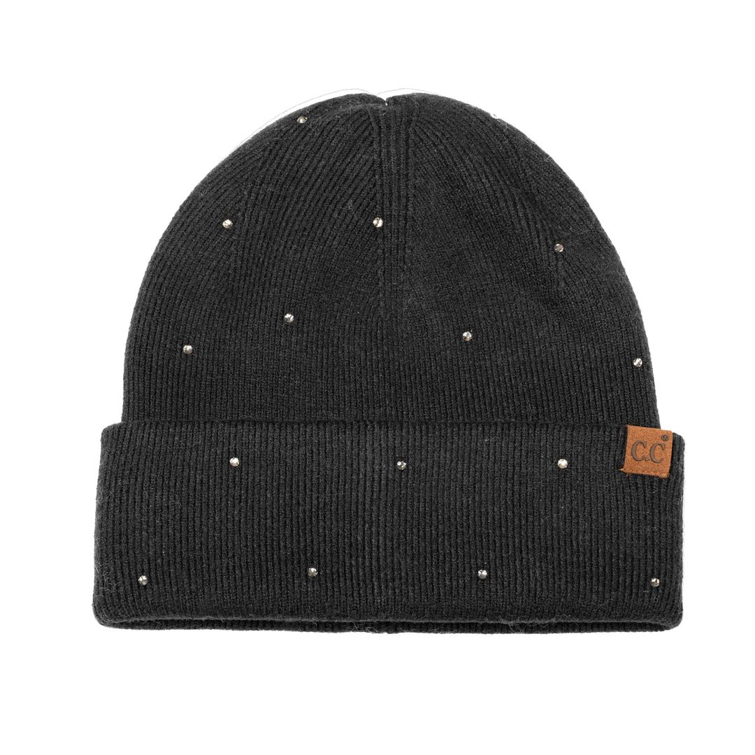 RHINESTONE BEANIE - BLACK