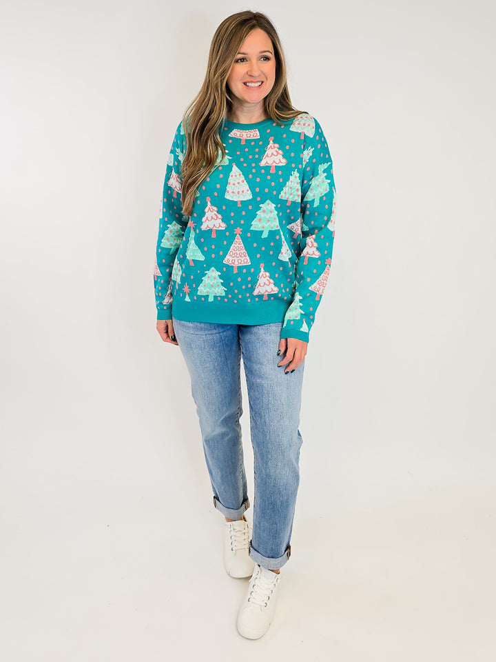 DEAR SCARLETT CHRISTMAS SWEATER - EVERGREEN TREES