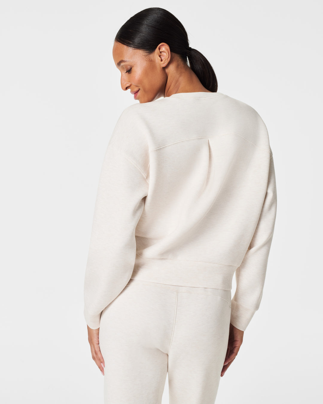 SPANX AIRESSENTIALS CREW TOP - OATMEAL HEATHER